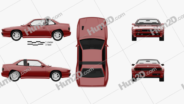 Maserati Shamal with HQ interior 1990 car clipart