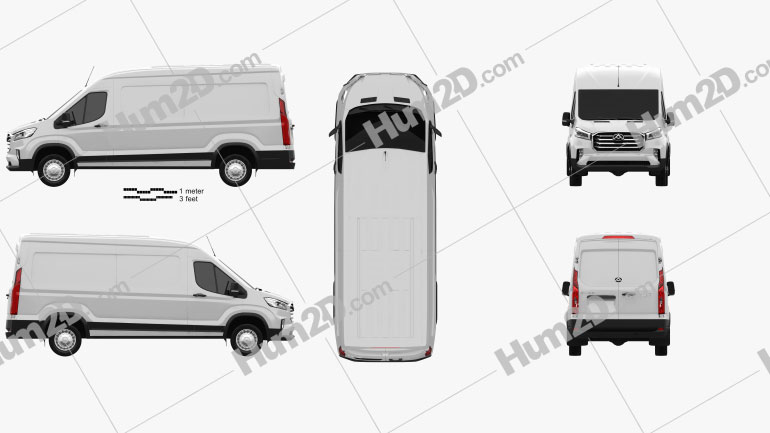 Maxus Deliver 9 Panel Van L2H2 2020 Blueprint