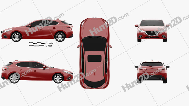 Mazda 3 hatchback 2014 car clipart