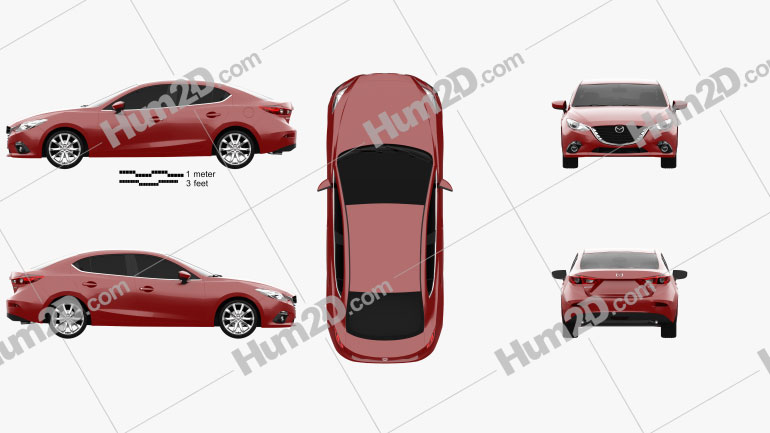 Mazda 3 sedan 2014 car clipart