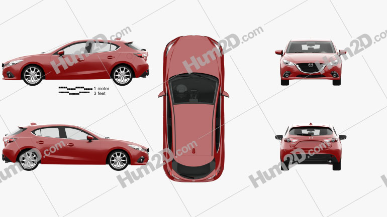 Mazda 3 hatchback with HQ interior 2014 car clipart