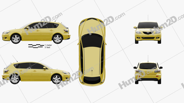 Mazda 3 hatchback 2003 Clipart Image