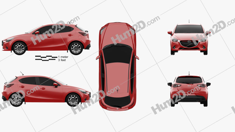 Mazda Demio 5-door hatchback 2014 car clipart