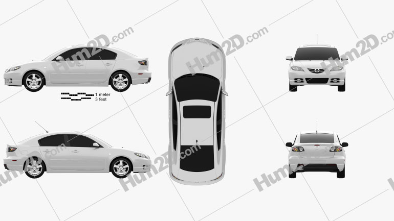 Mazda 3 sedan S 2005 car clipart