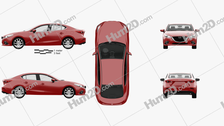 Mazda 3 sedan with HQ interior 2013 car clipart