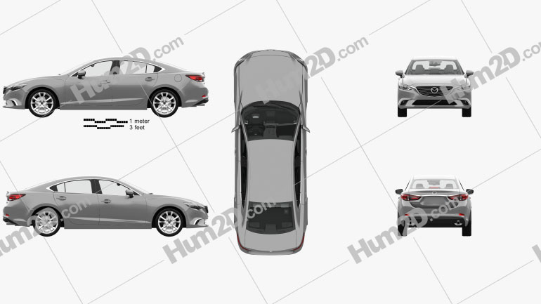 Mazda 6 GJ sedan with HQ interior 2015 car clipart