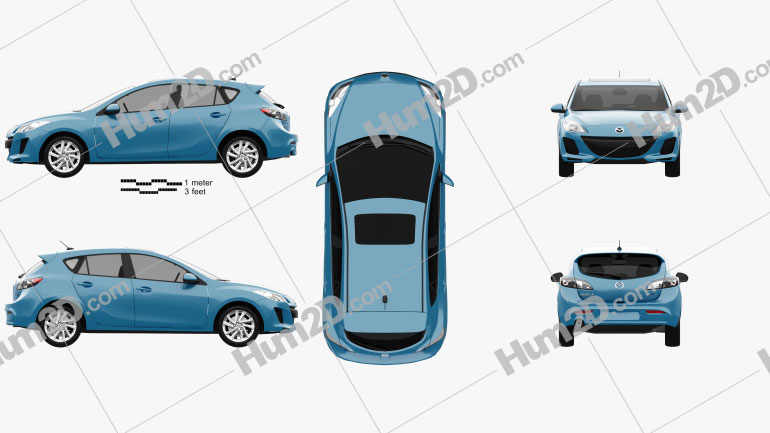 Mazda 3 BL2 US-spec hatchback 2011 Clipart Image