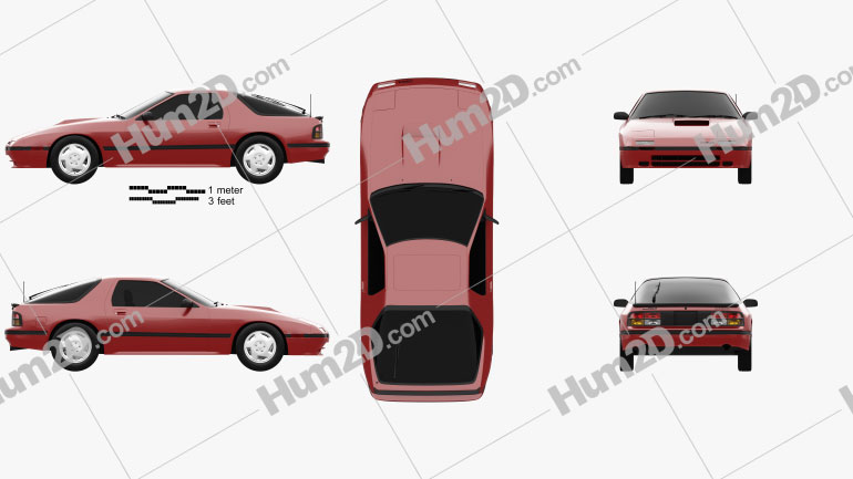 Mazda RX-7 coupe 1985 car clipart