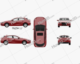 Mazda 3 (BM) hatchback com interior HQ 2017 car clipart