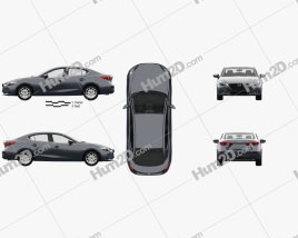 Mazda 3 (BM) sedan mit HD Innenraum 2017 car clipart