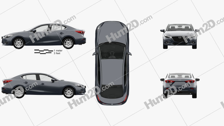 Mazda 3 (BM) sedan with HQ interior 2017 car clipart