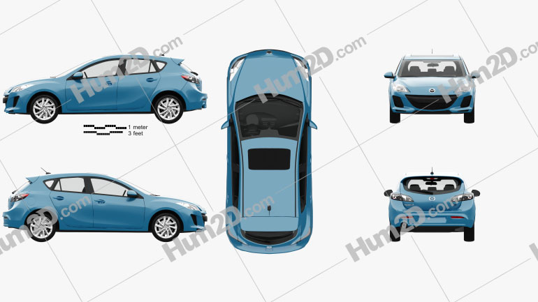 Mazda 3 US-Spez Schrägheck  mit HD Innenraum 2011 car clipart