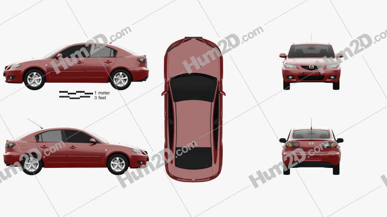 Mazda 3 sedan 2003 car clipart
