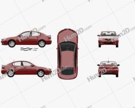 Mazda 3 sedan with HQ interior 2003 car clipart