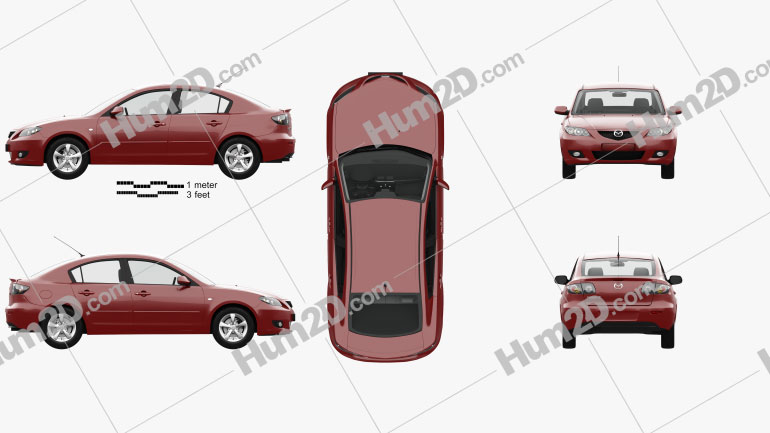Mazda 3 sedan with HQ interior 2003 car clipart