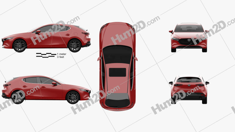 Mazda 3 hatchback 2019 car clipart
