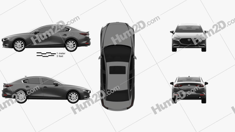 Mazda 3 sedan 2019 Clipart Image