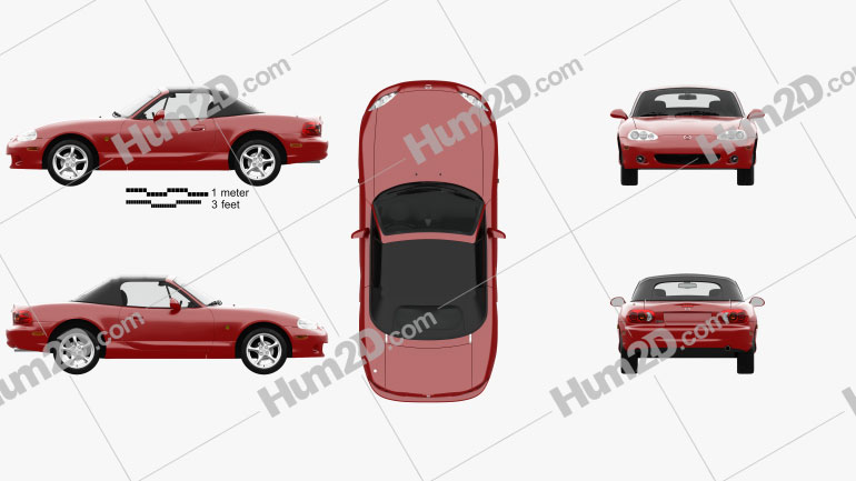 Mazda MX-5 convertible com interior HQ 1998 car clipart