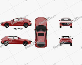 Mazda 3 hatchback with HQ interior and engine 2019 car clipart