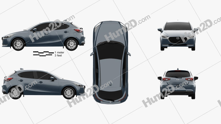 Mazda 2 hatchback 2019 car clipart