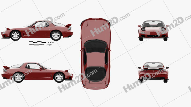 Mazda RX-7 com interior HQ 1992 car clipart