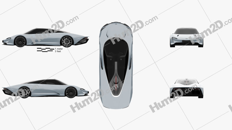 McLaren Speedtail 2019 Clipart and Blueprint - Download Vehicles Clip