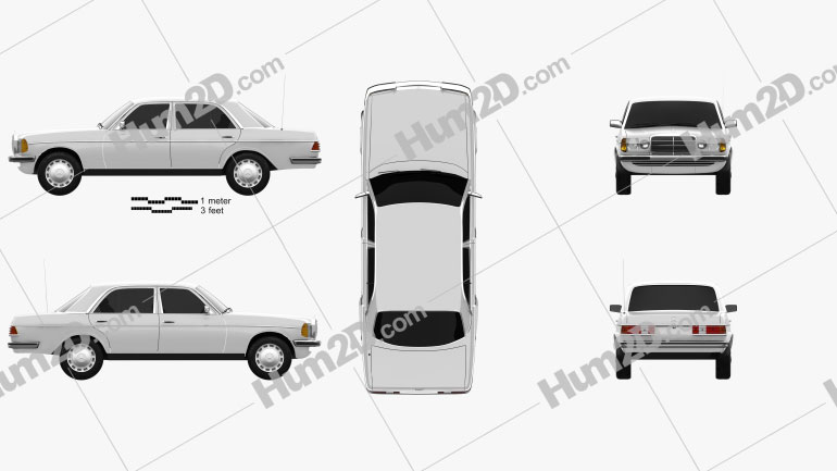 Mercedes-Benz E-Class W123 sedan car clipart