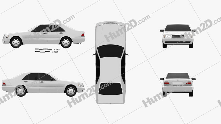 Mercedes-Benz S-class (W140) 1999 car clipart