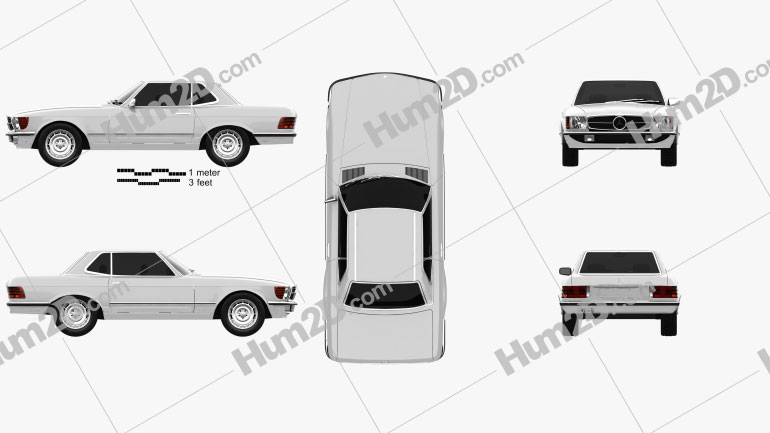 Mercedes-Benz SL-Class R107 coupe 1972 car clipart