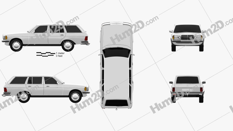 Mercedes-Benz E-Class W123 estate 1975 car clipart