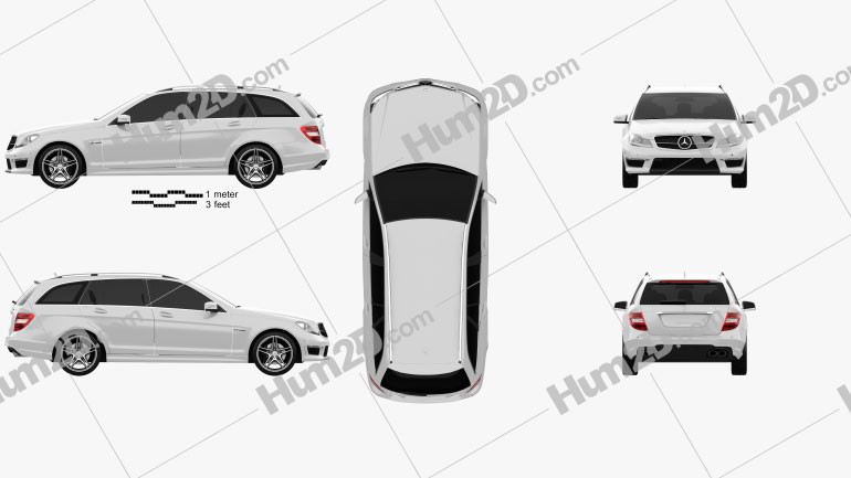 Mercedes-Benz C-Class 63 AMG estate 2012 car clipart