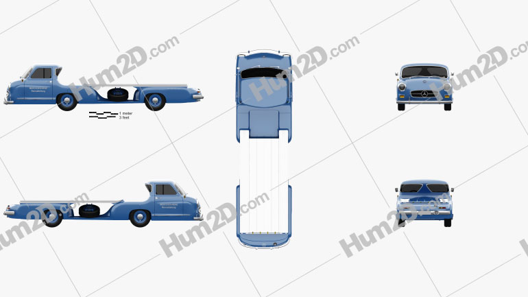 Mercedes-Benz Blue Wonder Renntransporter 1954 clipart