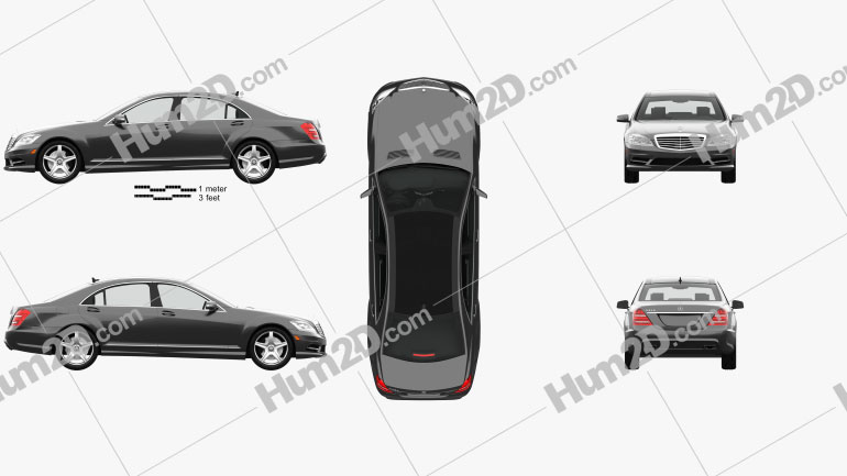 Mercedes-Benz S-Class (W221) with HQ interior 2013 car clipart