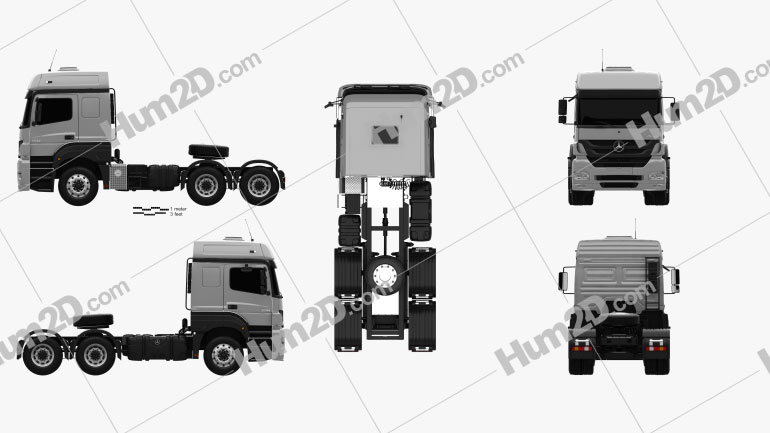 Mercedes-Benz Axor Tractor Truck 2011 Clipart and Blueprint - Download ...
