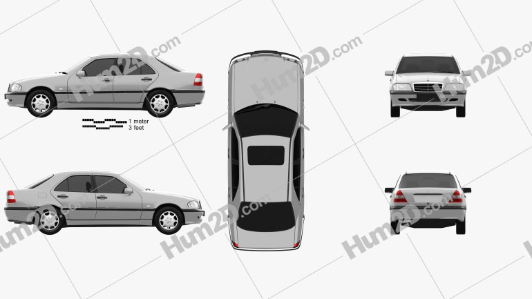 Mercedes-Benz C-Class (W202) sedan 1997 car clipart