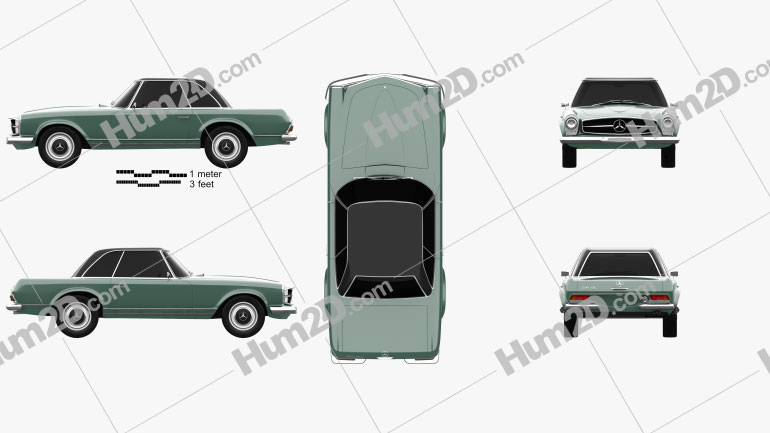 Mercedes-Benz SL-class (W113) 1963 car clipart
