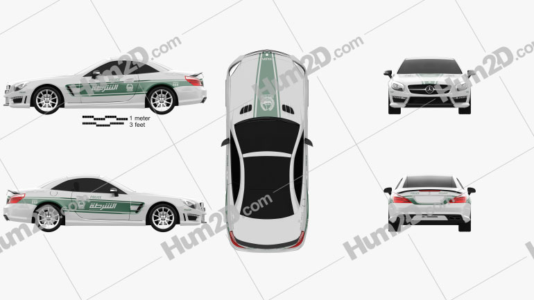 Mercedes-Benz SL-class (R321) AMG Police Dubai 2013 car clipart