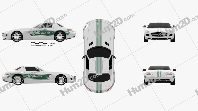 Mercedes-Benz SLS-class (C197) AMG Police Dubai 2013 car clipart