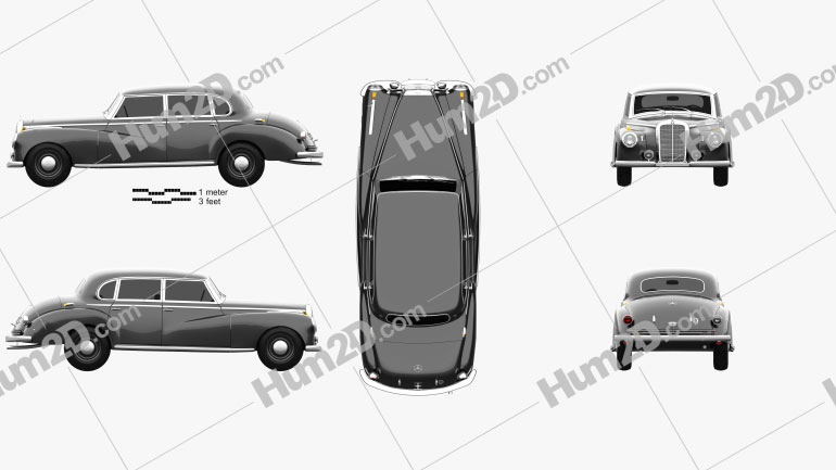 Mercedes-Benz 300 (W186) Limousine 1951 car clipart