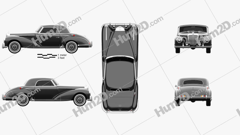 Mercedes-Benz 300 (W188) S Coupe 1951 Clipart Image
