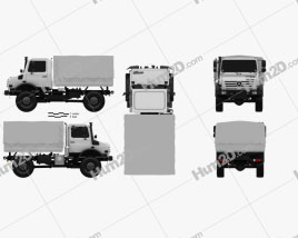 Mercedes-Benz Unimog U4000 Flatbed Canopy Truck 2000 clipart