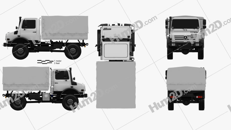 Mercedes-Benz Unimog U4000 Flatbed Canopy Truck 2000 clipart