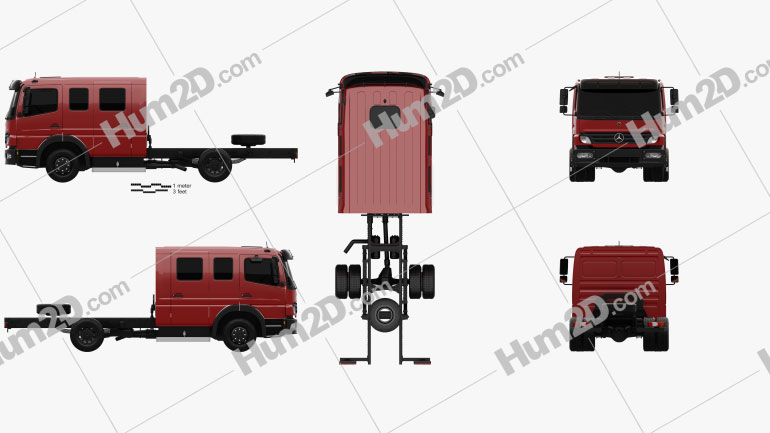 Mercedes-Benz Atego Crew Cab Chassis Truck 2004 Blueprint