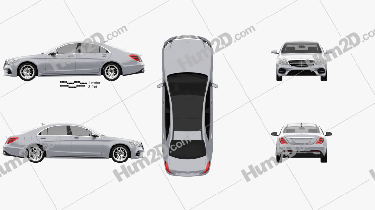 Mercedes-Benz S-class (V222) LWB AMG Line 2017 car clipart