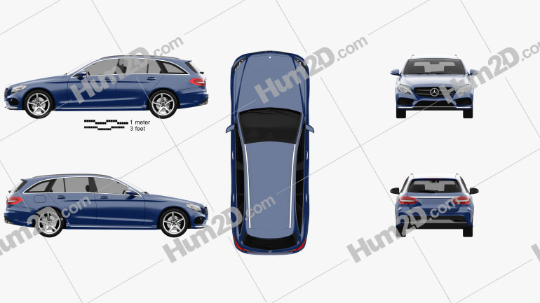 Mercedes-Benz C-Class (S205) estate AMG line 2014 Blueprint