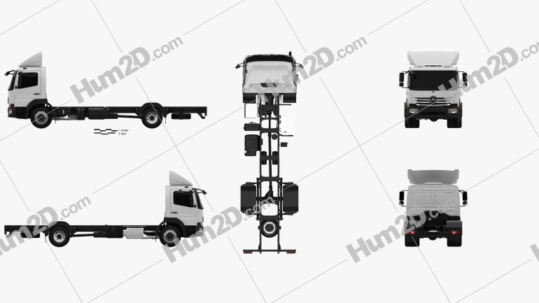Mercedes-Benz Atego (1530) M-Cab Chassis Truck 2013 Blueprint