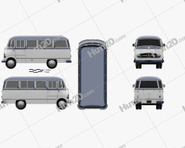 Mercedes-Benz O-319 Minibus 1955 clipart