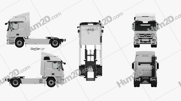 Mercedes-Benz Actros Tractor Truck 2-axle with HQ interior 2009 clipart