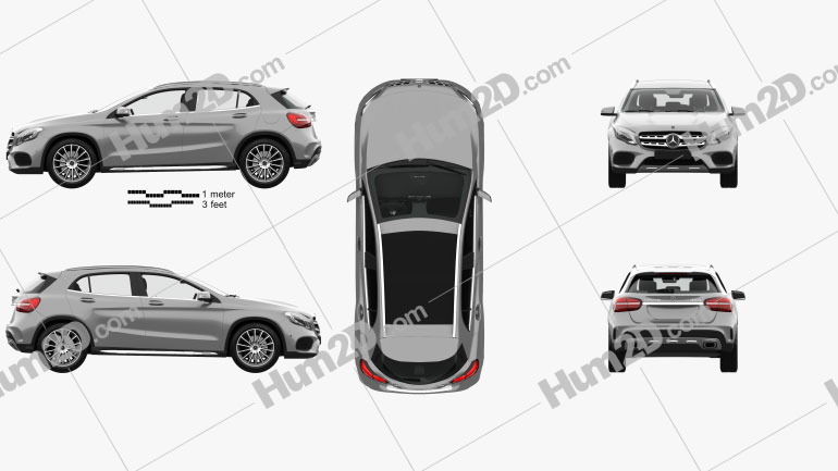 Mercedes Benz Gla Class Amg Line With Hq Interior 17 Clipart And Blueprint Download Vehicles Clip Art Images In Png Psd
