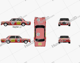 Mercedes-Benz 300 SEL AMG Red Pig 1969 car clipart